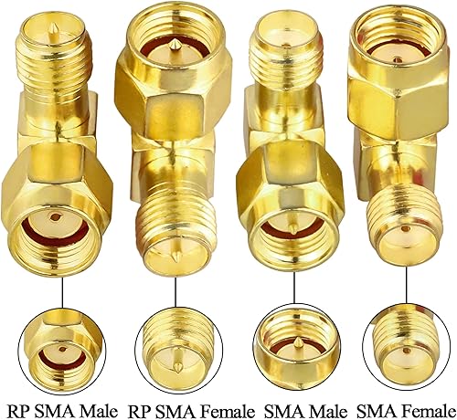 Miniatura 2 de TUOLNK Kits de adaptadores de ángulo SMA Adaptador coaxial de 90 grados macho a hembra, conector SMA de ángulo recto para antena 2G3G4G LTEcable de