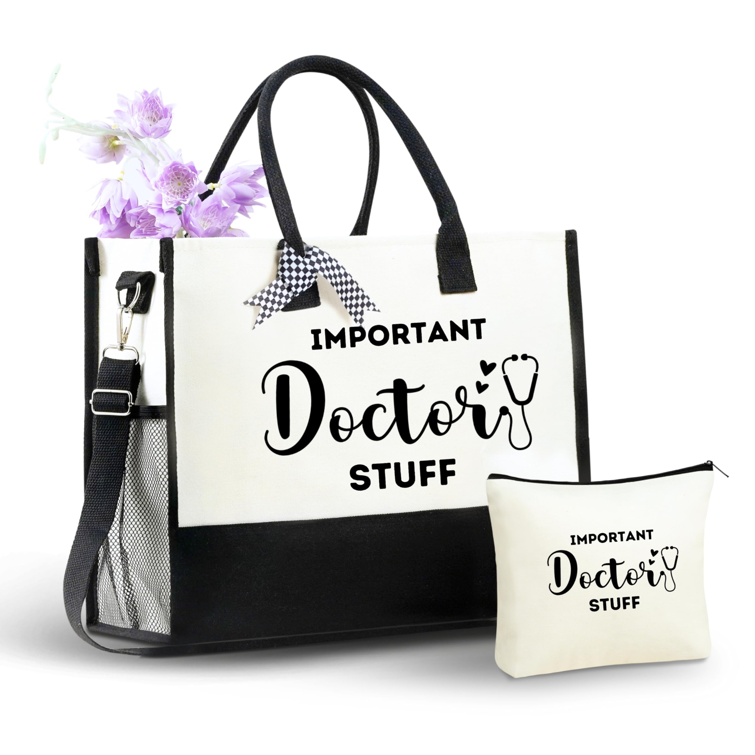 InnoBeta Doctor Gifts for Women, Doctor Tote Bag with Top Zipper Closure and Shoulder Strap for Christmas, Birthday, and Every Special Occasion