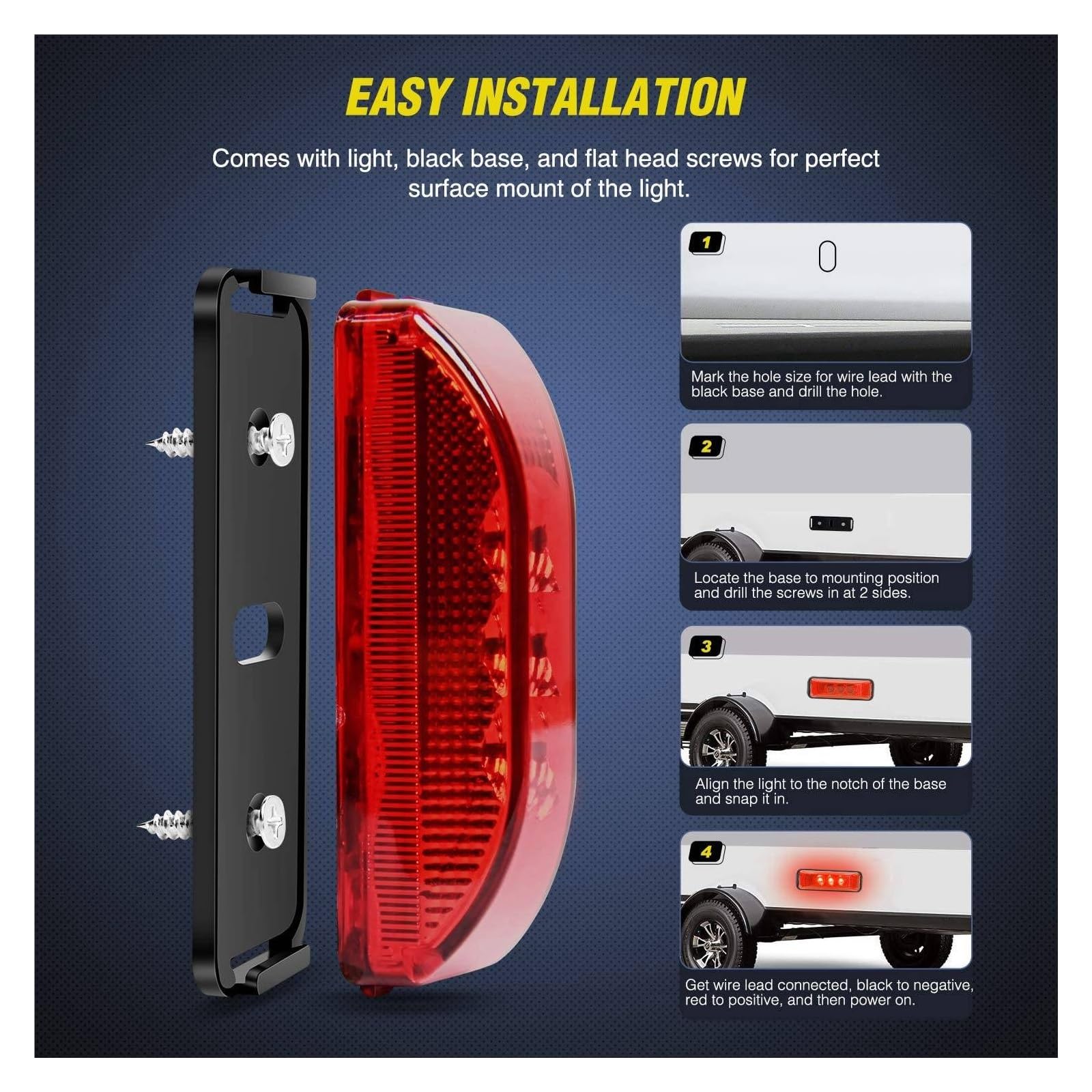 Señal de Giro del Espejo 2 Uds 24V 3,9 Pulgadas 3 LED Camión Remolque Luz Roja Delantera Trasera LED Marcador Lateral Luces Indicador De Liquidación Lámpara Impermeable