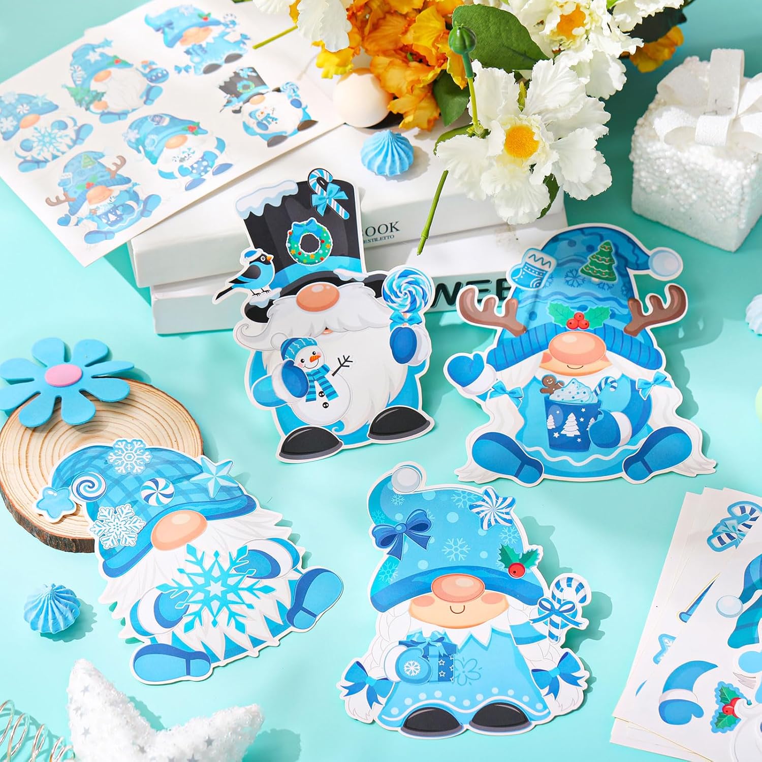 Chiisong 48 Pcs Winter Craft Kits for Kids Winter Gnome Crafts DIY Ornaments Kit Make Your Own Holiday Gnome Ornaments for Xmas Tree Holiday Decor