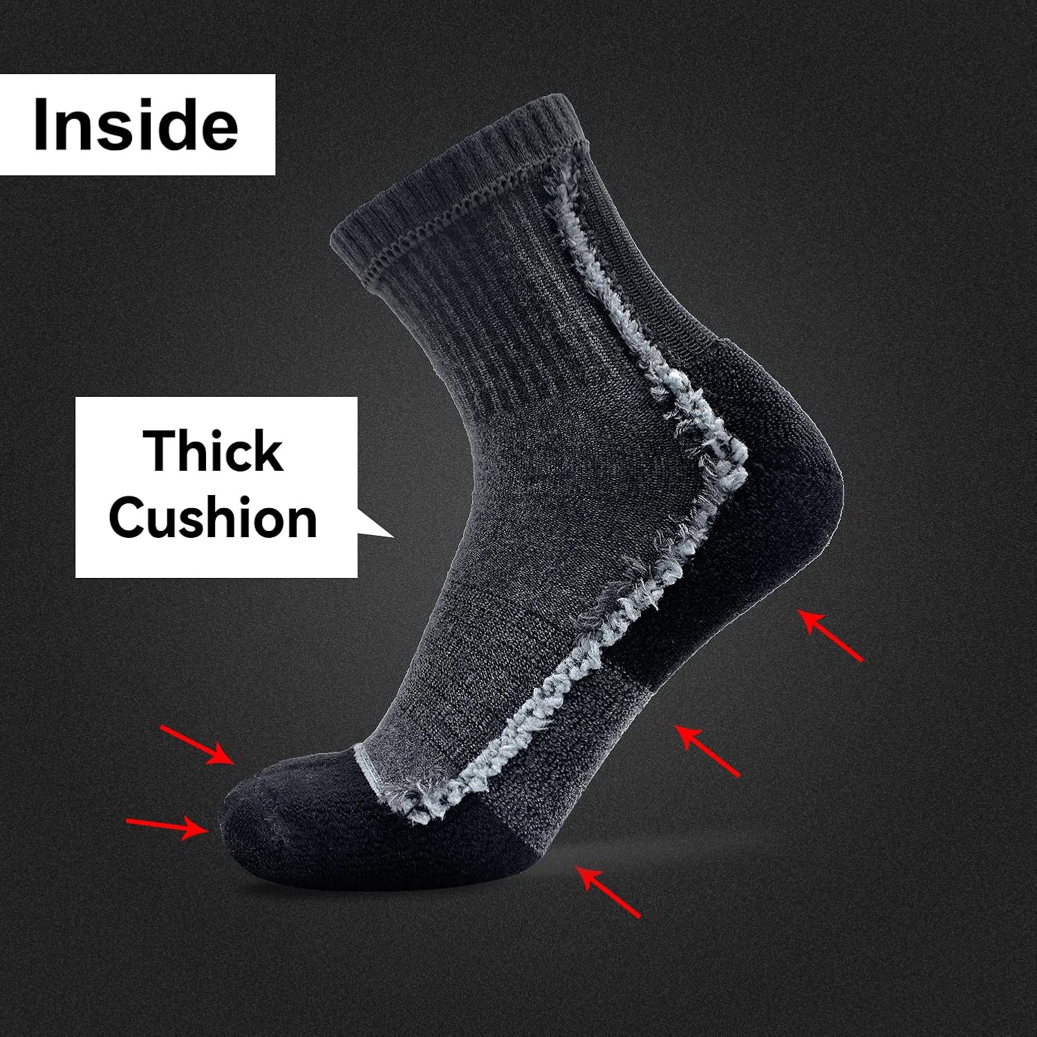 Socks Daze Merino Wool Blend Ankle Running Hiking Socks for Men Women Athletic Cushioned Quarter Walking Basketball Socks