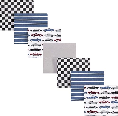 Miniatura 146 de Hudson Baby Paquete de 7 mantas receptoras unisex de franela de algodón para bebé, Dino Friends, talla única Abeja,Azul Verde Dino,Azul