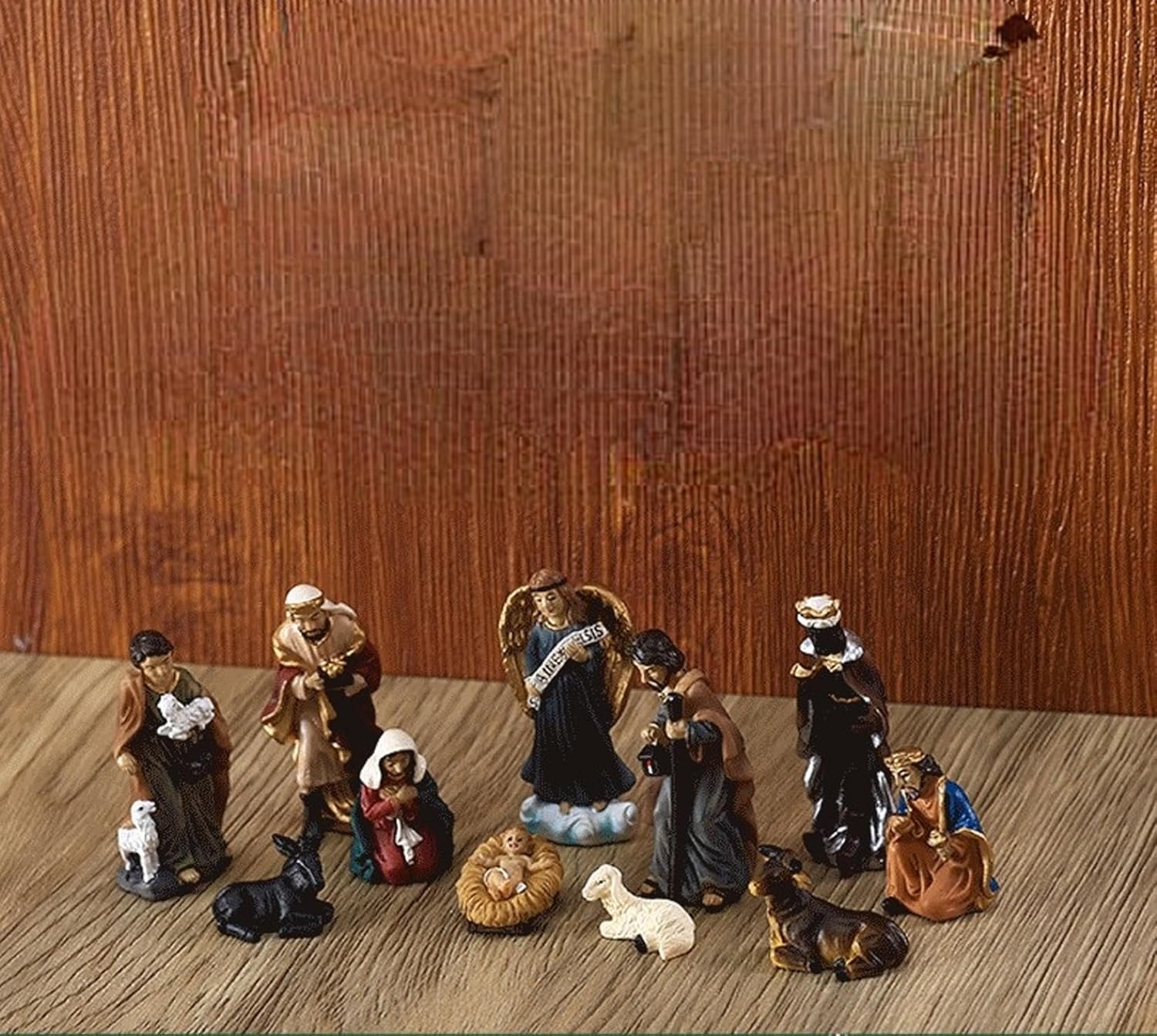 2-Inch Christmas Nativity Scene Classic Manger Set Resin Statue Baby Jesus - 10-Piece Renaissance Series Religious Gift Décor