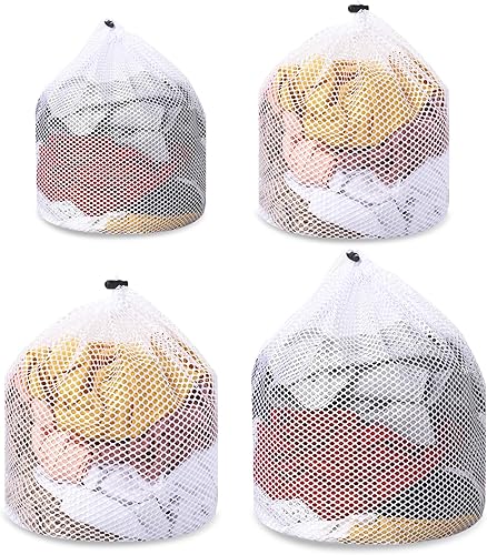 4 bolsas de malla para calcetines de lavandería, lavables a máquina, diseño de cordón, bolsas de lavado de malla de viaje para almacenamiento de