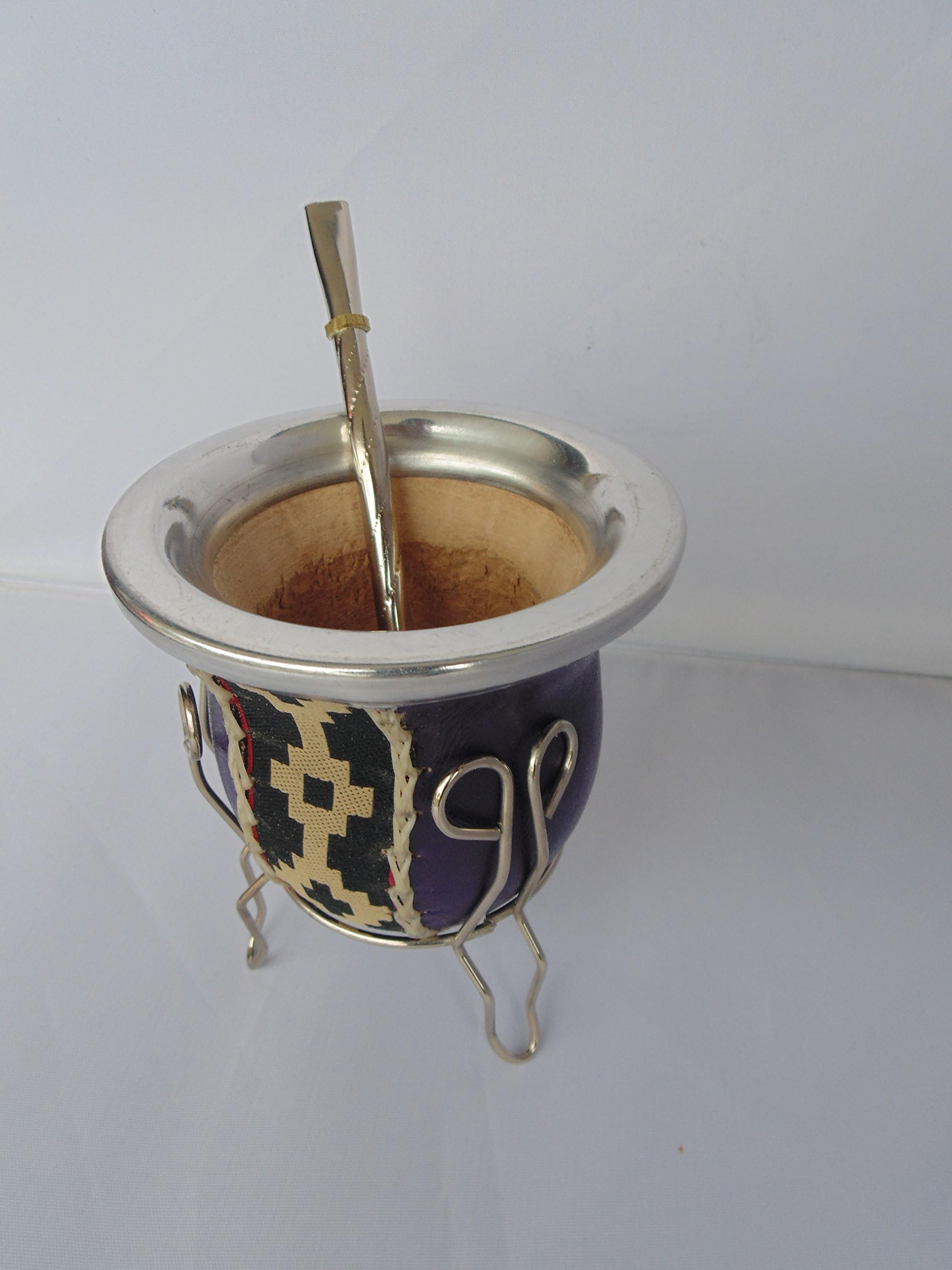 Yerba Mate Gourd Set with Legs + Bombilla Straw Imported From Argentina