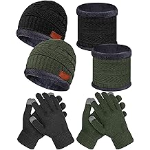 6 Pieces Kids Winter Hat Glove Scarf Sets Knitted Toddler Cap Beanie Touchscreen Mitten Neck Warmer for Boys Girls 5-14 Years