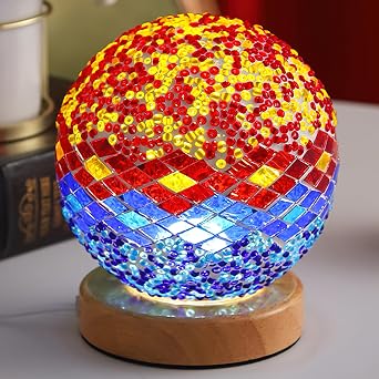 Turkish Stained Glass Lamp, Bohemian Decor Unique lamp, Moroccan Lantern for Living Room Mediterranean Orange