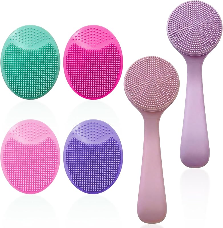 Escova manual de silicone para limpeza facial RESILIABAND, azul, pacote com 6