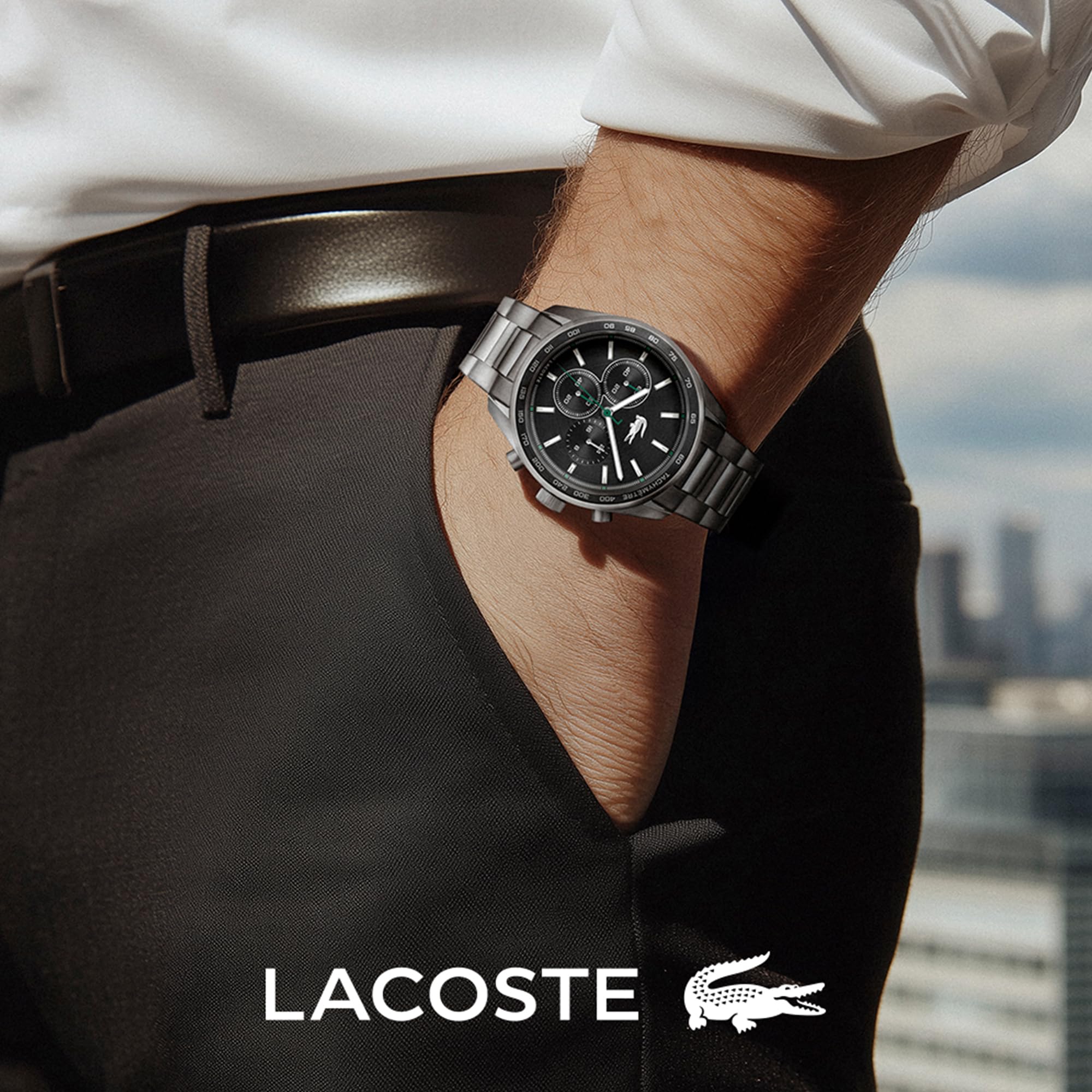 Lacoste Montre Chronographe à Quartz Collection Boston pour Homme avec Bracelet en Cuir ou en Acier Inoxydable en Maillons ou Maille