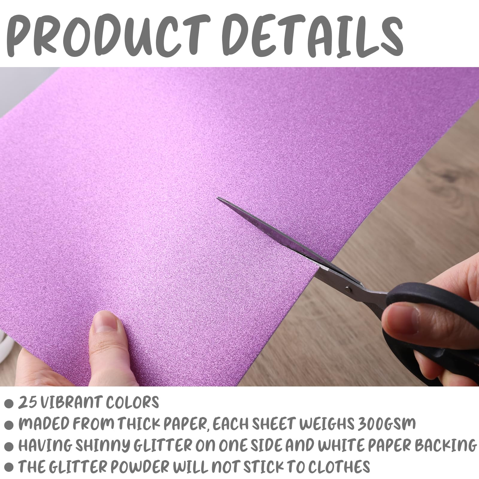 Snapklik.com : 100 Sheets Glitter Cardstocks A4, Heavyweight Craft ...