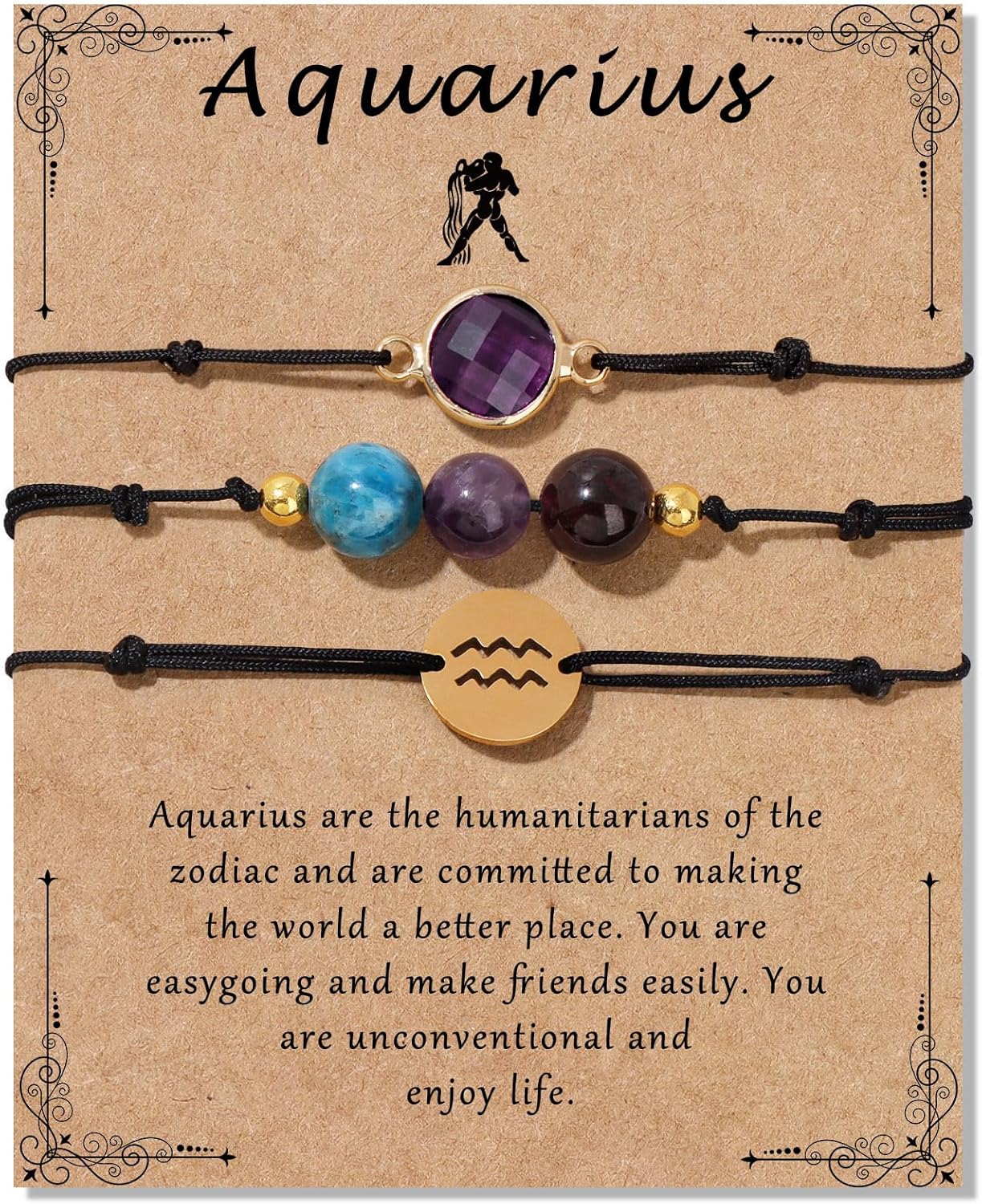 Zodiac Birthstone Bracelet for Women 8mm Natural Stone Bracelet Healing Crystals Jewelry Birthday Gift