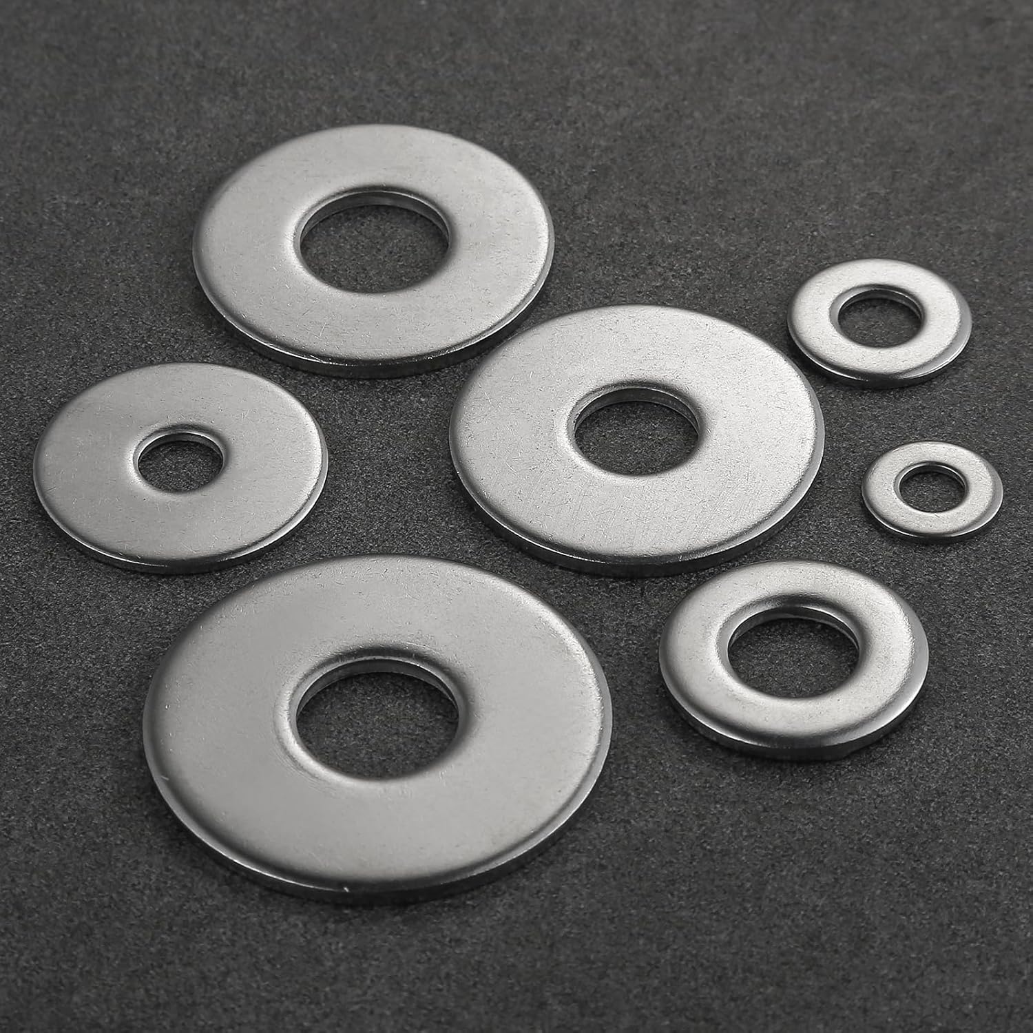 Wensilon (150Pcs) 3/8" x7/8 Stainless Steel 304 Metal Flat washers for Screws and Bolts, Suitable for Factory Maintenance, Kitchen, Store and Outdoor Construction