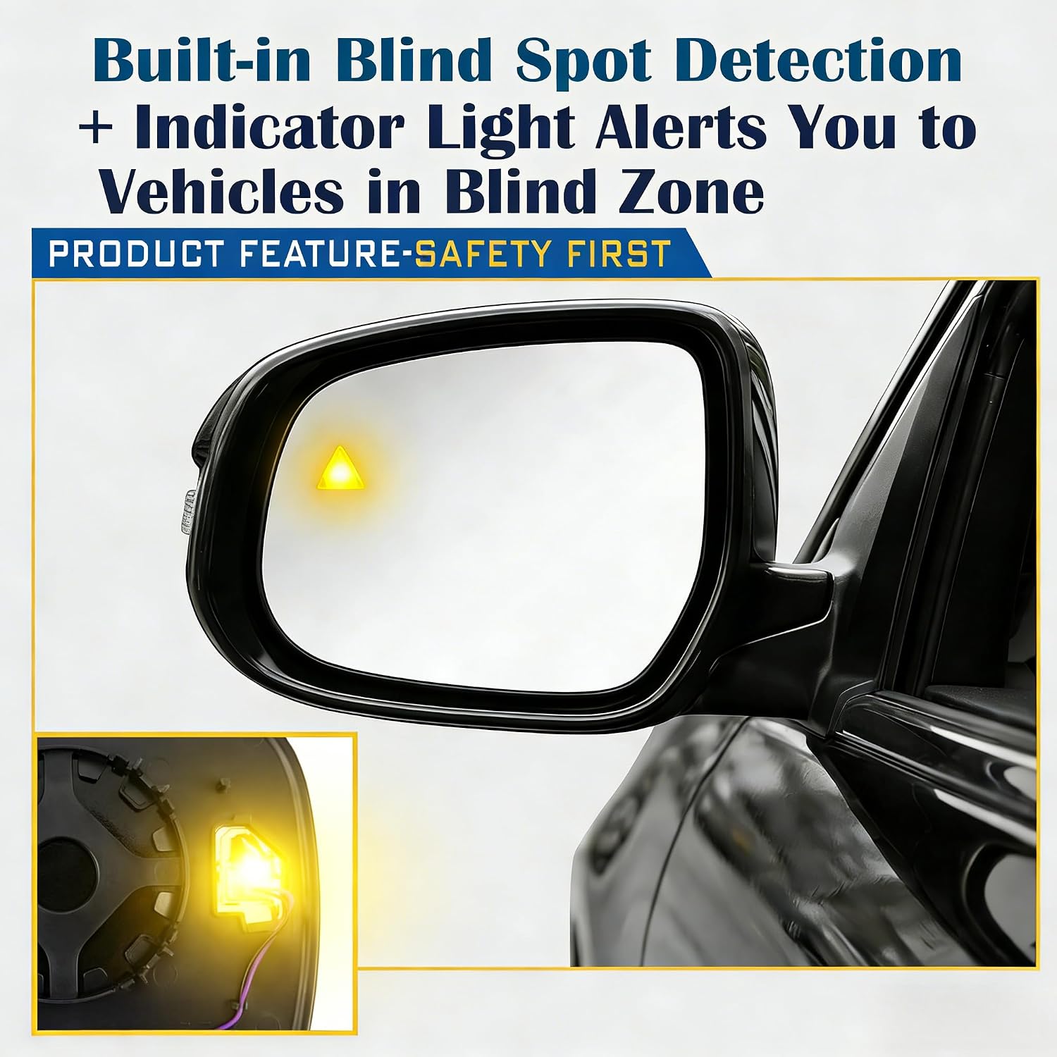 Blind Spot Driver Side Mirror Fit for Dodge Grand Caravan 2008-2020, Chrysler Town Country 2008-2016, RAM CV 2012-2015, VW Routan 2009-2014, Rearview Mirror Power Heated 68060205AB