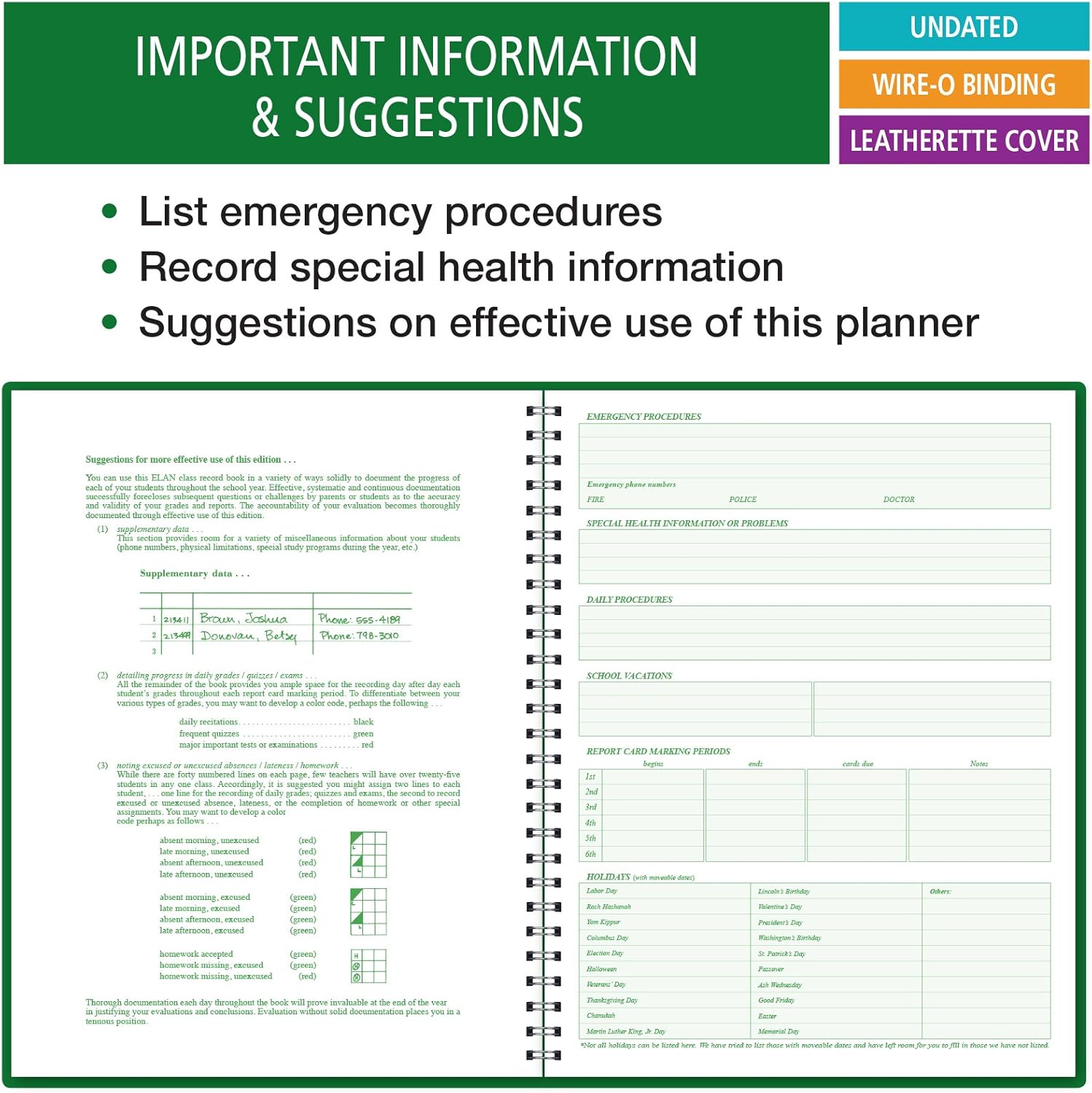 Class Record Book for 12 Weeks. 40 Names. (R1200) : Office Products