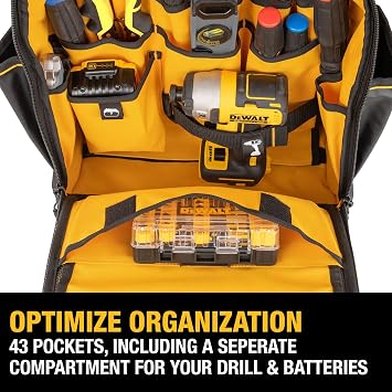 DEWALT Tool Backpack, Tool Storage and Organization, Durable and Water Resistant (DWST560102)