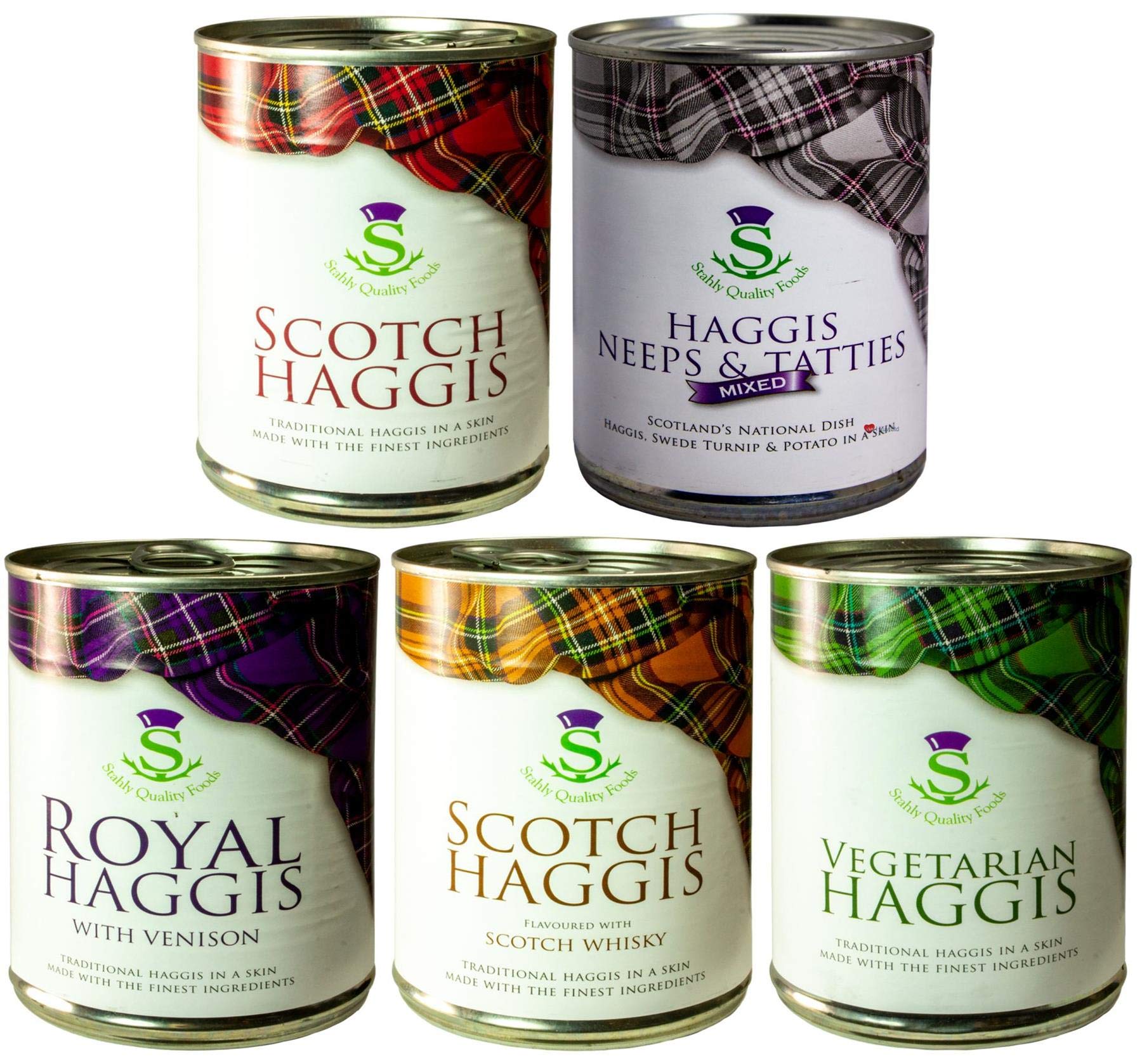 Packung mit 5 Verschiedenen Dosen Schottische Haggis Schottisches Essen Geschenke Schottlands Nationalgericht