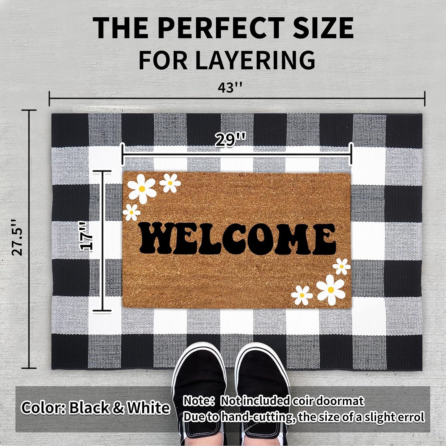 Buffalo Plaid Area Rug, 27.5x43 Washable Cotton - Image 2