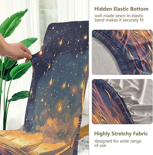 Miniatura 3 de Sea Sailboats Art Stars Night Decorative Chairs Slipcovers for Ceremony Removable Stool Covers protectores de sillas para comedor Set of 4