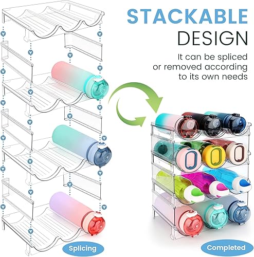 Vista 2 de Organizador de botellas de agua para gabinete, paquete de 4 unidades de organización de botellas de agua y estante de almacenamiento, soporte