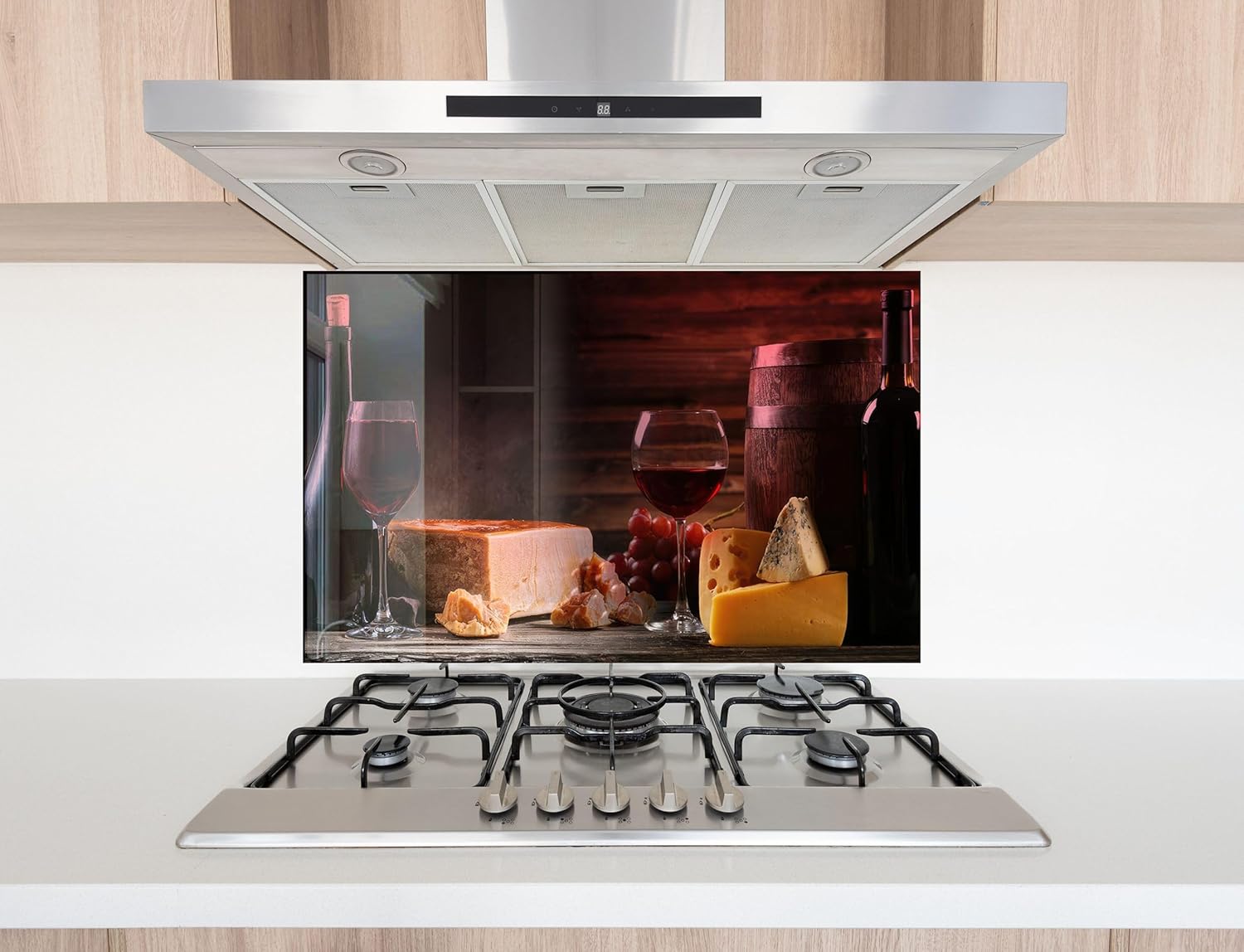 Myphotostation.com 27.5Wx20H'' Tempered Glass Stove Backsplash Kitchen Tile Decor Stove Back Cover Glass Splashback Tile for Stove Top Cover Toughened Glass Cooker Protector 9