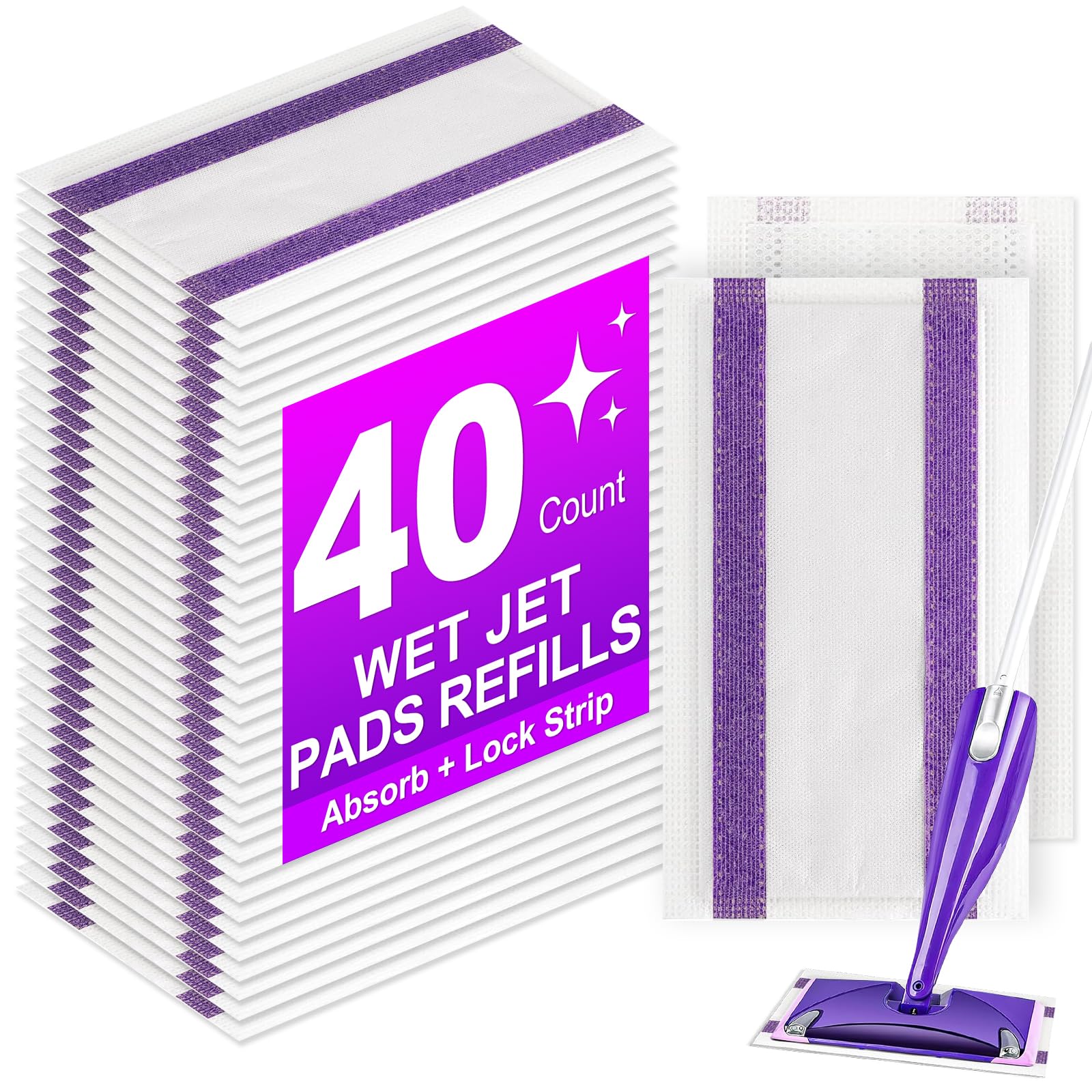 Photo 1 of 20Pack Mopping Pad Refill for swiffer Wetjet Mop Compatible with swiffer Wet Pads Refill Replacement for swiffer Wet Jet Pads Disposable Multi Surface Floor Mop Pads, Thickness & Absorbent