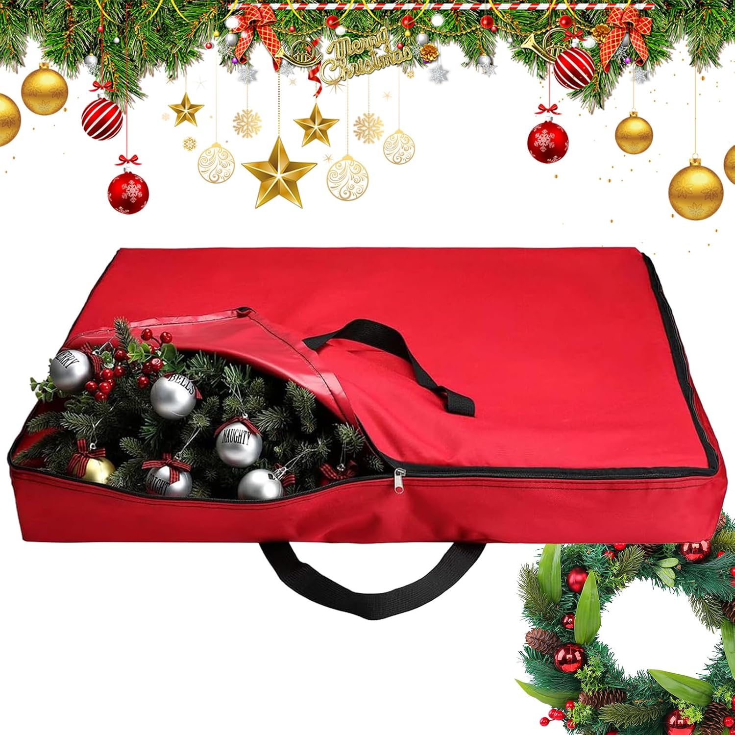 Christmas Wreath Storage Bag,30 Inch Christmas Container with Handle - Garland Organizers | For Holiday Supplies & Home Decorations