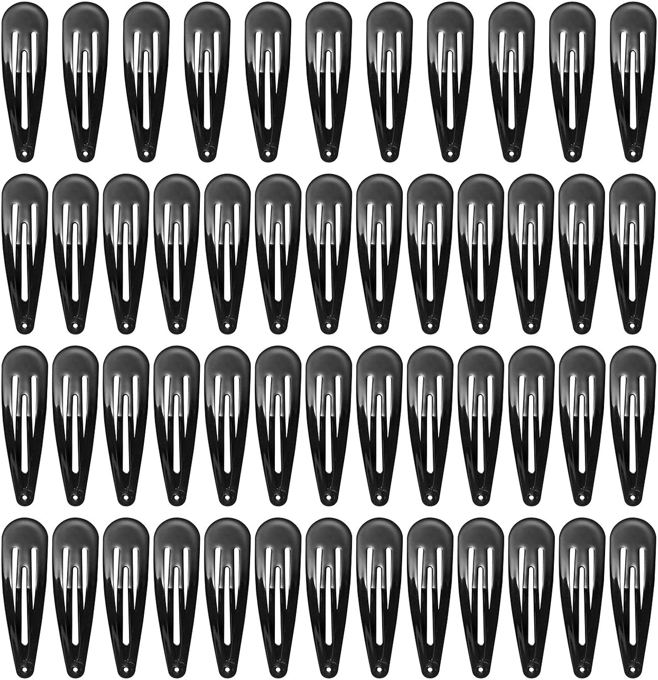 50 Pack Black 2 Inch Barrettes Metal Snap Hair Clips Accessories for Women