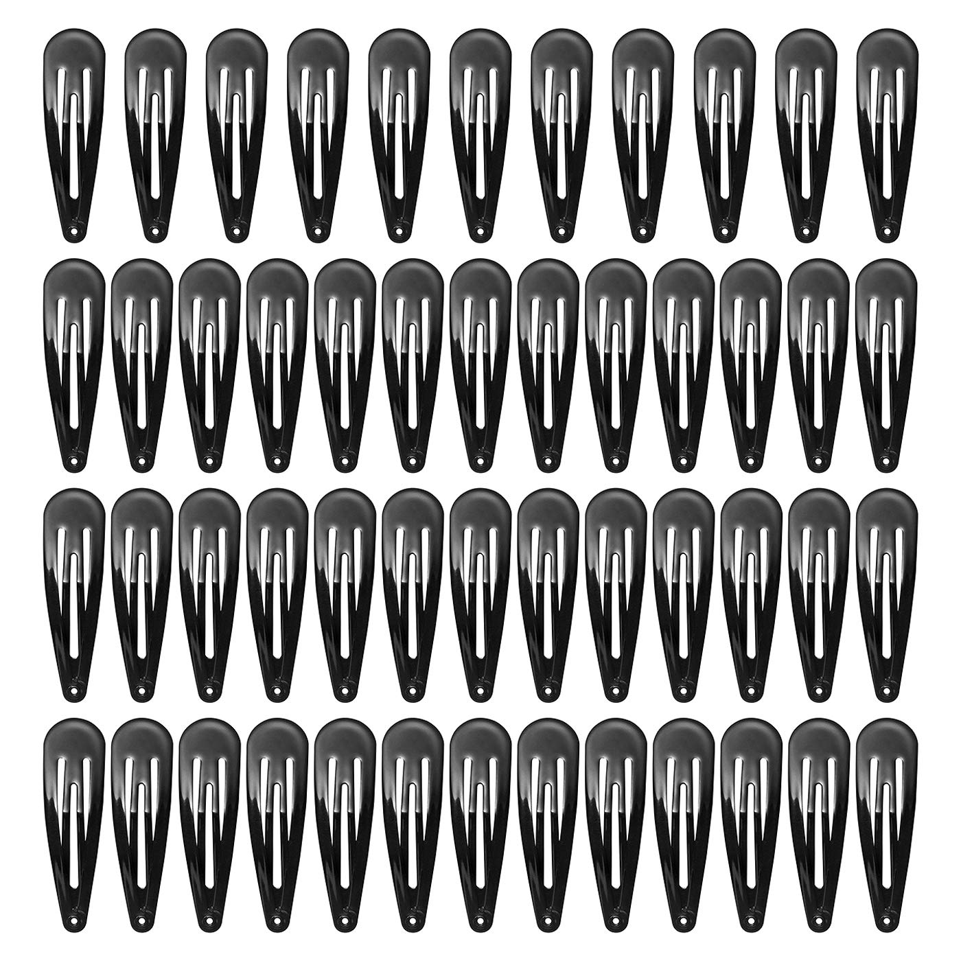 50 Pack Black 2 Inch Barrettes Metal Snap Hair Clips Accessories for Women