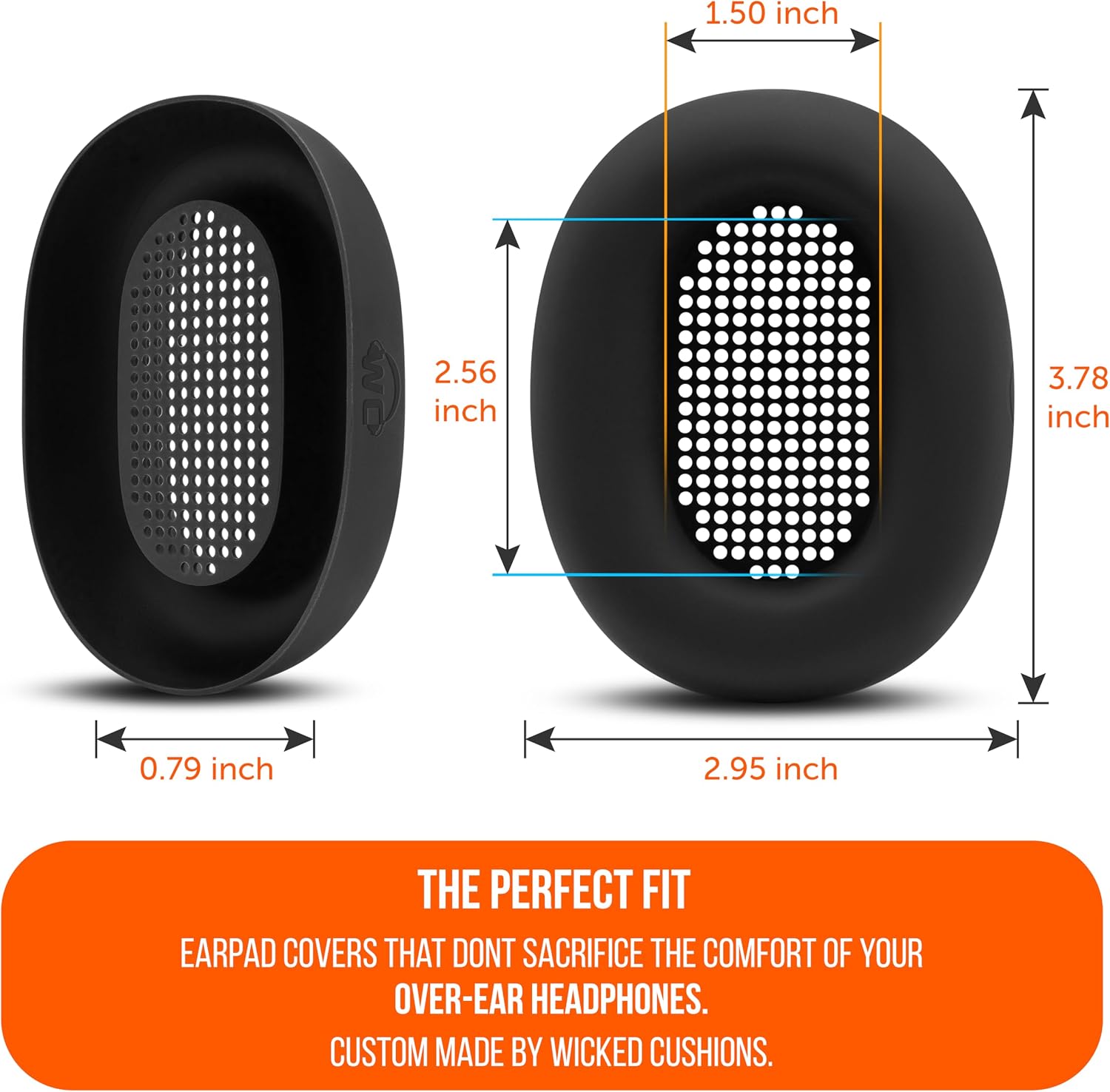 WC SweatZ XM6 – Patented Silicone Earpad Sweat Covers Compatible with Sony WH-1000XM6 by Wicked Cushions | Does not fit WC PadZ XM6 XL | Sweatproof & Easily Washable | Black