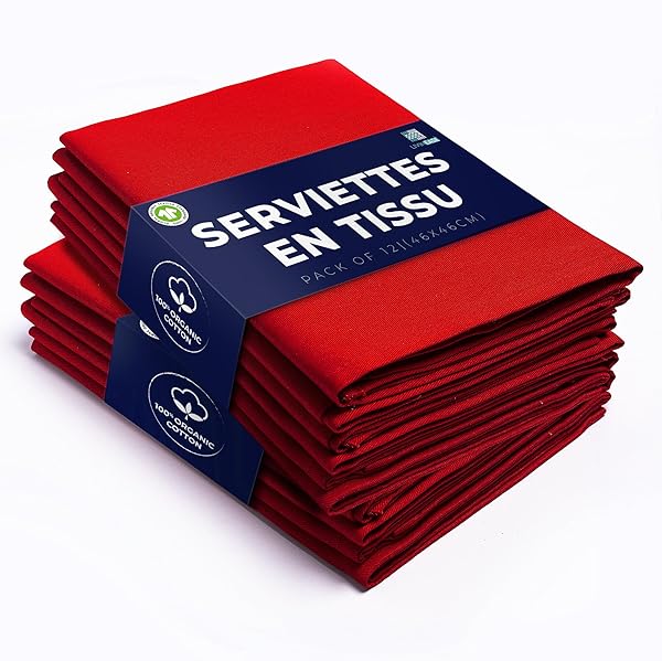 LivinEase Serviettes de Table Rouges 46 cm