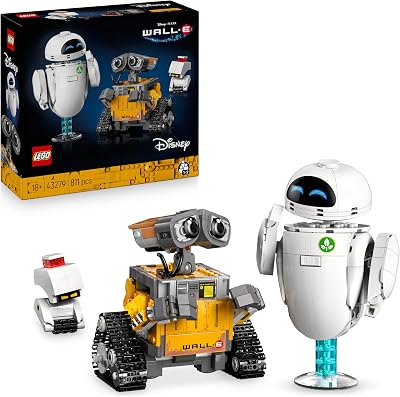 LEGO ǀ Disney and Pixar WALL-E und EVE – Modellbau für Erwachsene – aus Steinen gebaute Roboter mit M-O & Hal Figuren – DIY Deko – Sammlerstück & Geschenk für Fans – 43279