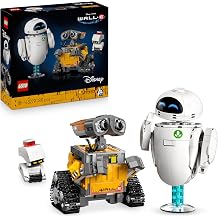 LEGO Disney and Pixar WALL-E and EVE - Model Making for Adults - Stone Built Robots with M-O & Hal Figures - DIY Decoration - Collectible & Gift for Fans - 43279