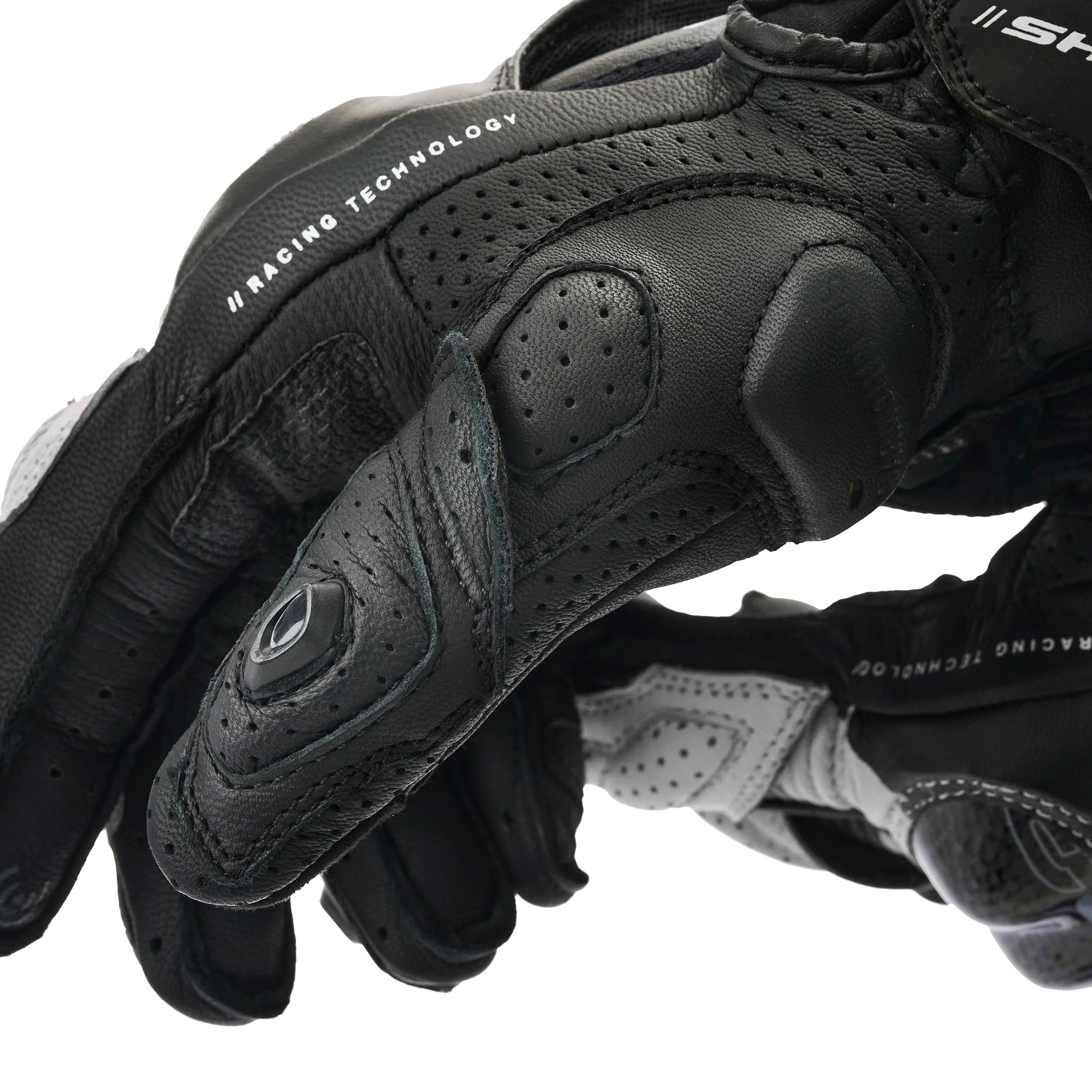 SHIMA XRS-3 Motorrad Handschuhe Herren Leder Kurze Sport Motorradhandschuhe Schutz Touchscreen Stadt Lederhandschuhe Motorcycle Belüftet Verstärkt Perforiertes Leicht (Herren, Weiß, 3XL)