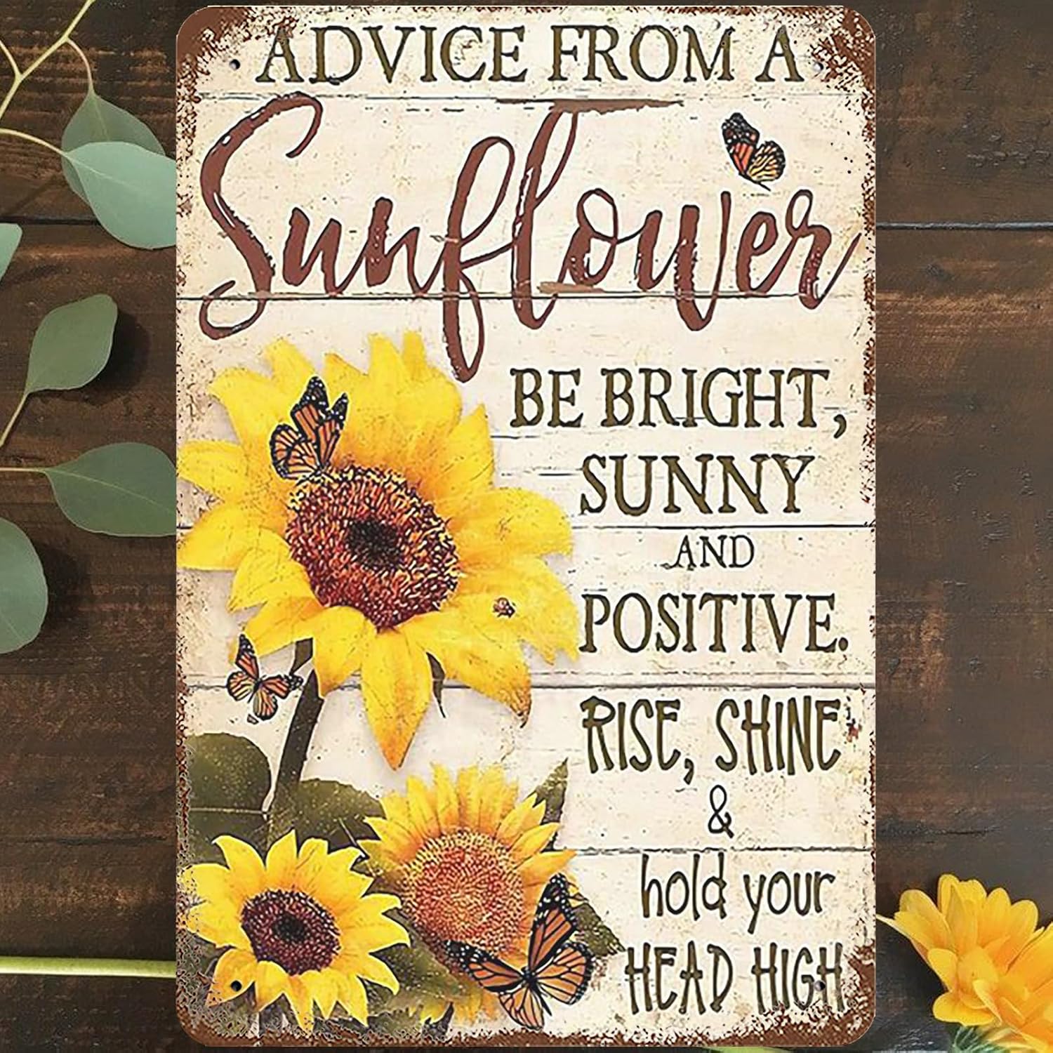 Amazon.com: Vintage Metal Tin Sign 8"x12", Advice From A Sunflower Wall ...
