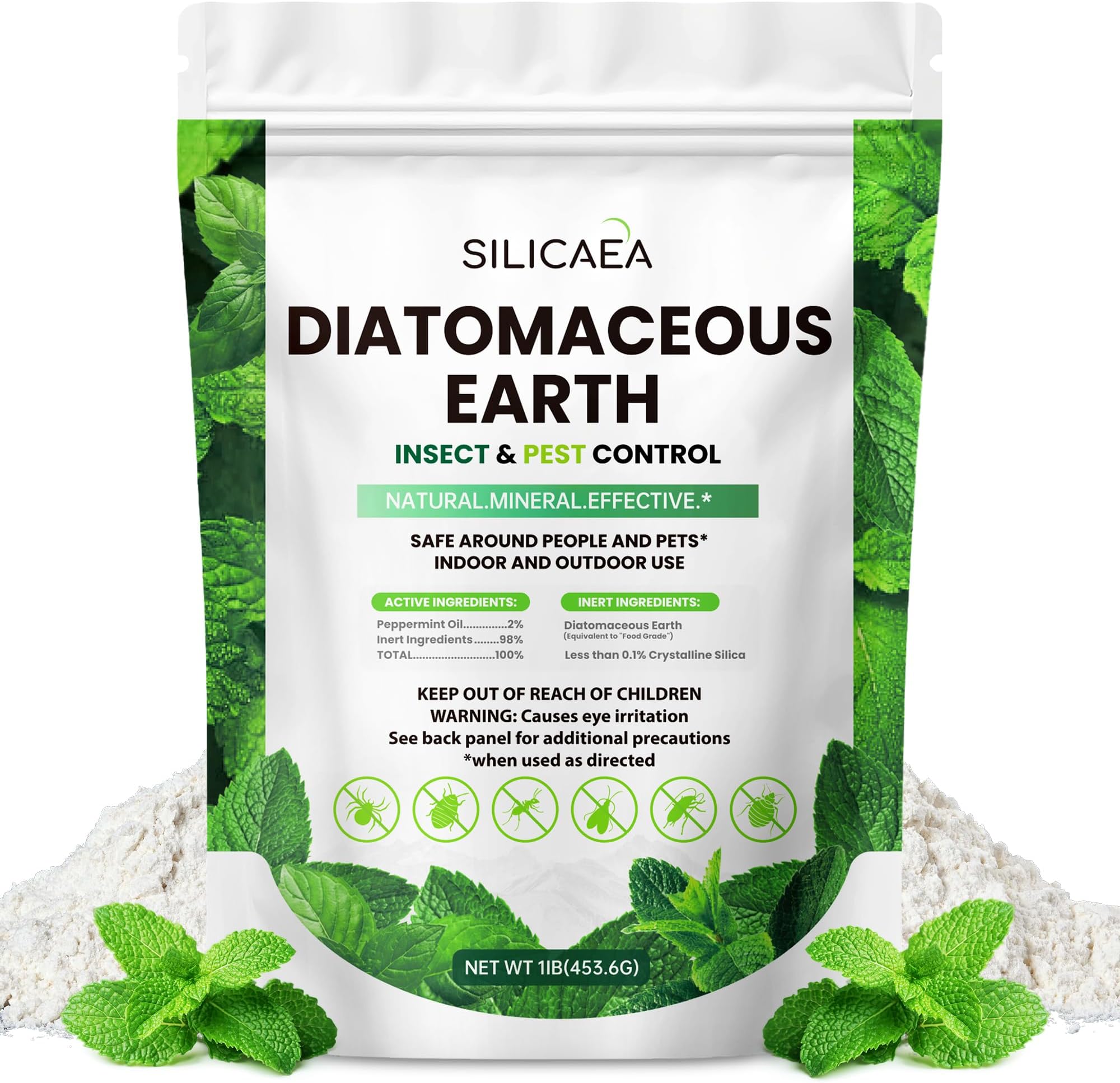 Diatomaceous Earth - 1 lb Natural Peppermint Powder, Safe for Home & Garden