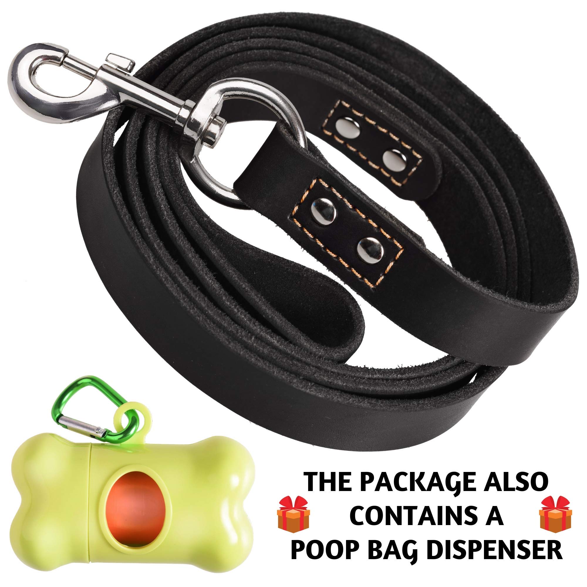 ADITYNA - Correa de cuero resistente para perro de 6 pies - Correa de cuero fuerte y suave para perros extragrandes, grandes y medianos - Correa de entrenamiento para perros (XL - 6 pies x 1 pulgada