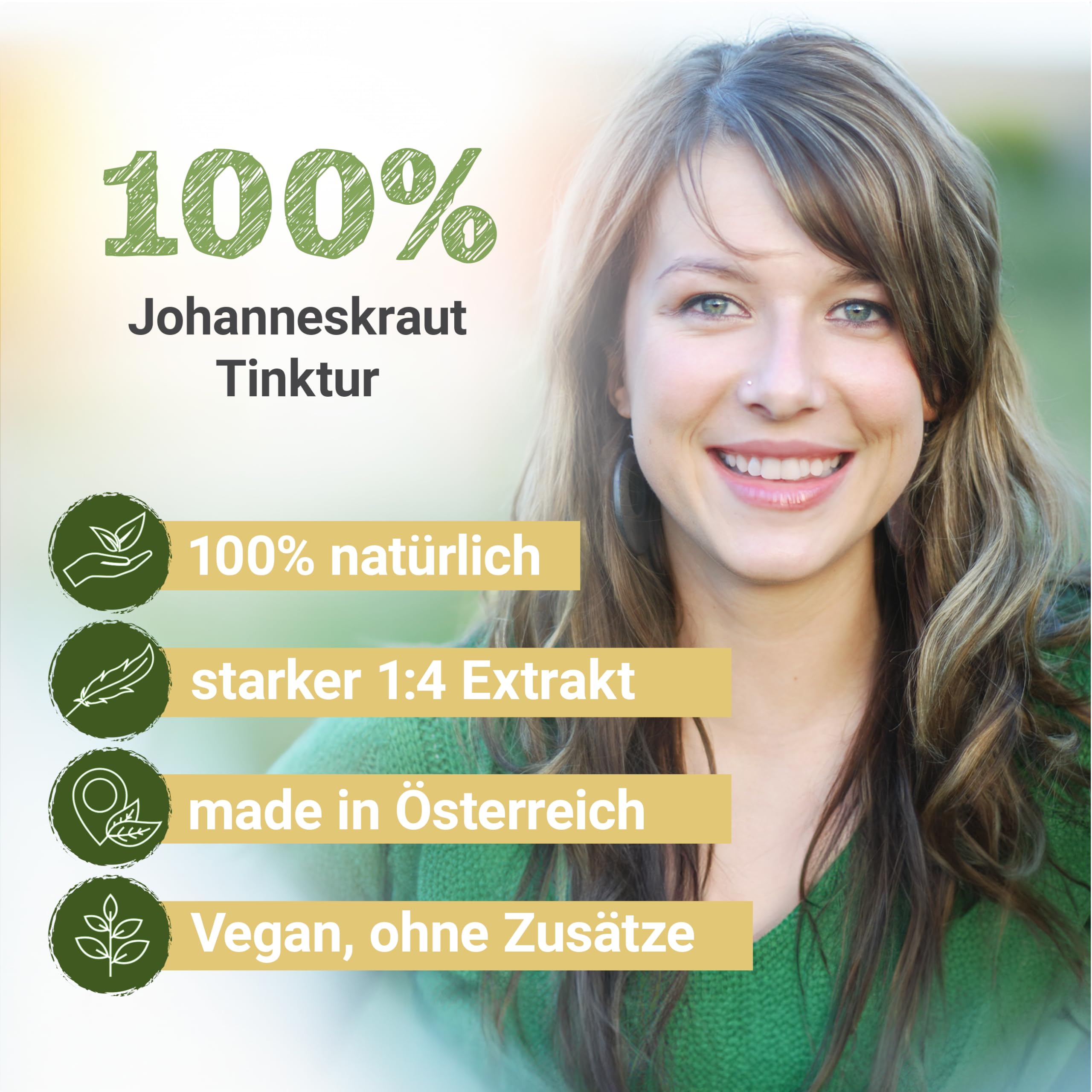 Johanniskraut Tinktur 100ml | Hypericum perforatum Tropfen (1:4 Extrakt) | Top Premium Qualität aus Österreich | Veganes Nahrungsergänzungsmittel | Echtes Johanniskraut, Tüpfel-Johanniskraut