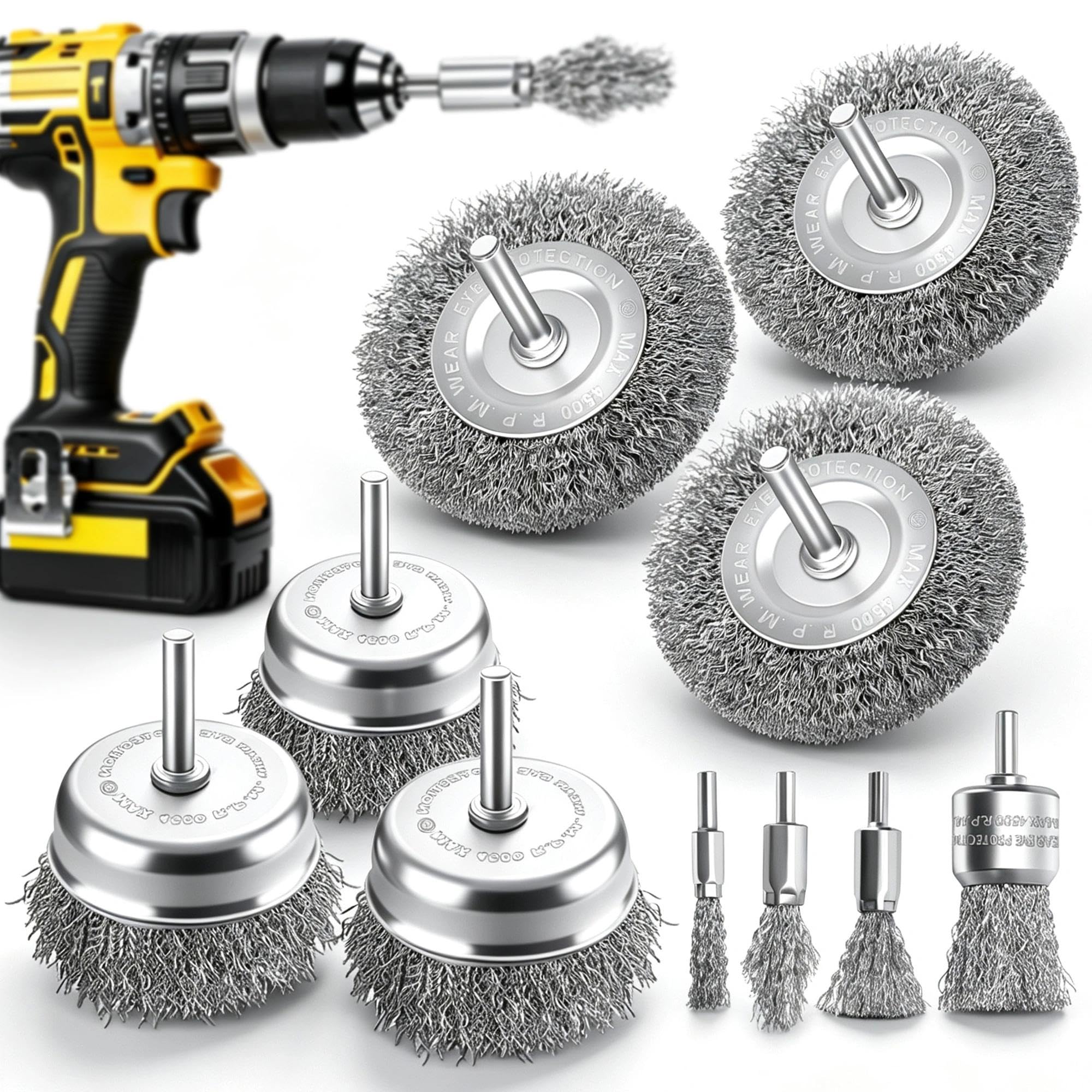 Wire Brush Drill Set - 10 Pcs for Rust & Paint Removal -1