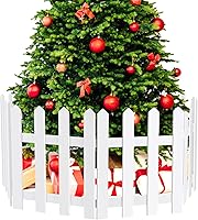 RUODON 8-Pack Thick White Wooden Christmas Tree Fences - DIY Picket Border for Xmas Trees, Gardens, Parties - 15.7x12in Durable Wood