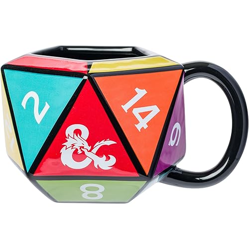 Silver Buffalo Dungeons & Dragons D20 Die Ceramic 3D Sculpted Mug, 20 Ounces