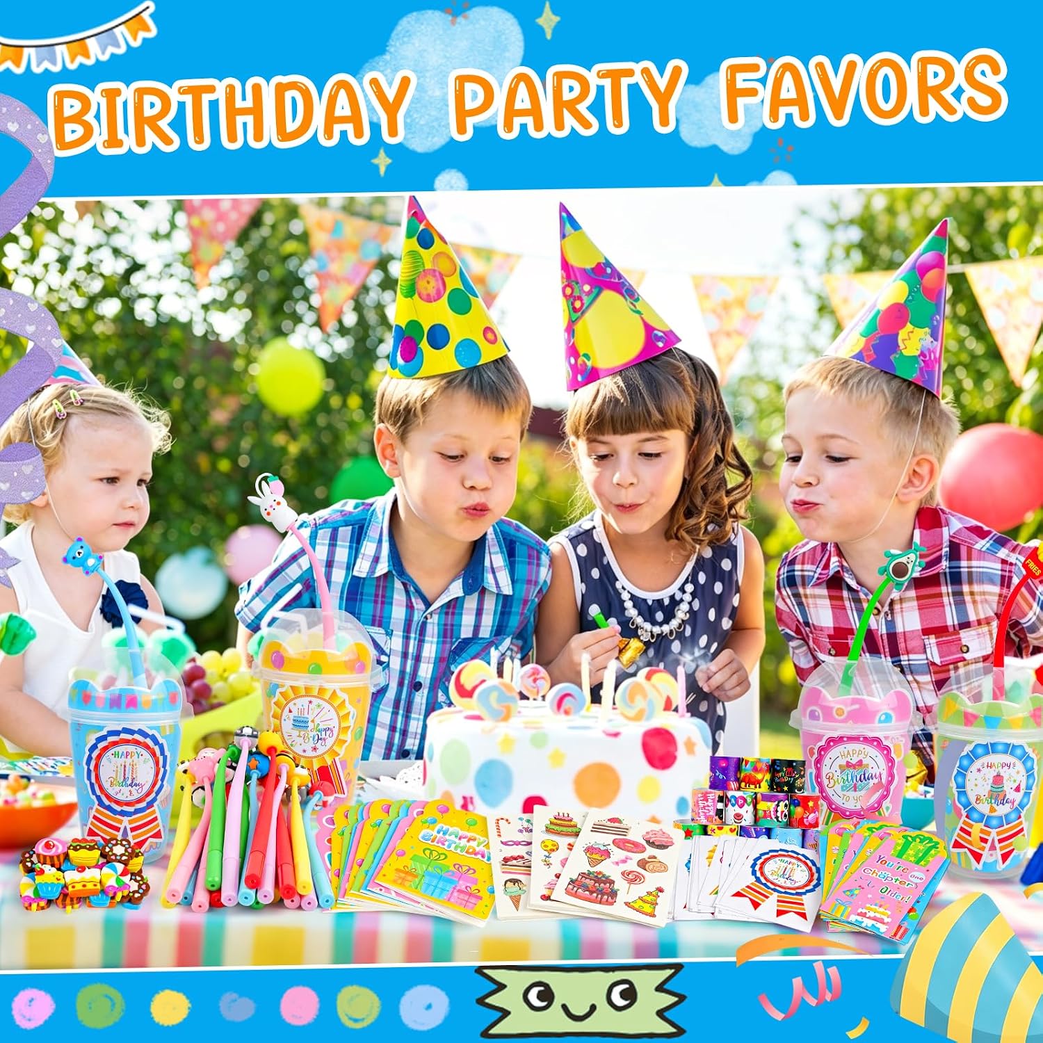 Classroom Birthday Gifts for Students, 24 Pack Birthday Cups for Classroom with Cups Fun Pens Mini Notebooks Birthday Slap Bracelets Bookmarks, Student Birthday Gifts from Teacher