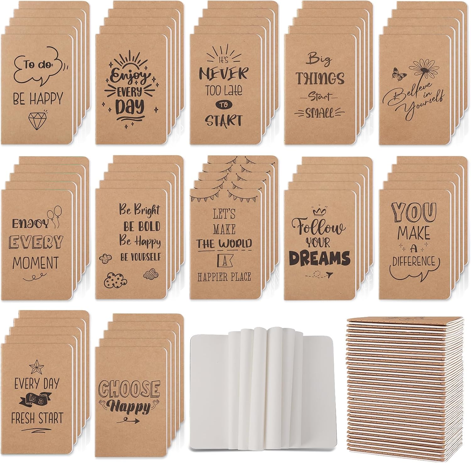 BESARME 60 Packs Mini Notebooks Bulk, Blank Paper Small Pocket Notebook