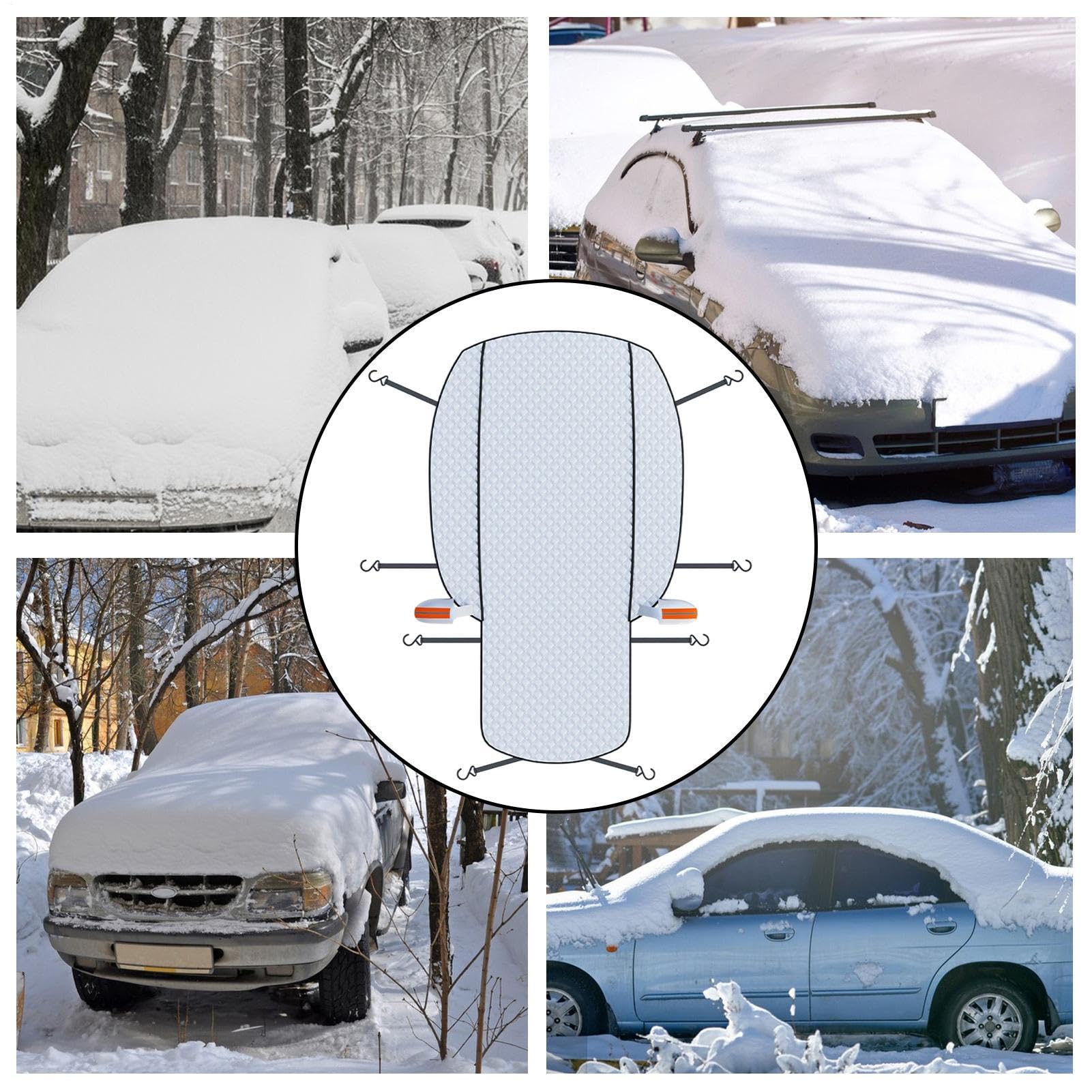 Coperta nevosa per auto – Schermo impermeabile completo protezione UV, protezione antigelo per l'inverno | Forte compatibilità all'aperto con freddo, auto per camion, furgoni, SUV, viaggi