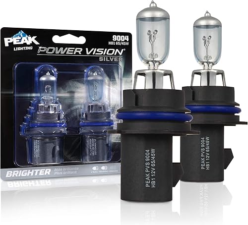 PEAK Power Vision - Faros delanteros plateados de alto rendimiento 9004HB1 de 65 W (paquete de 2)