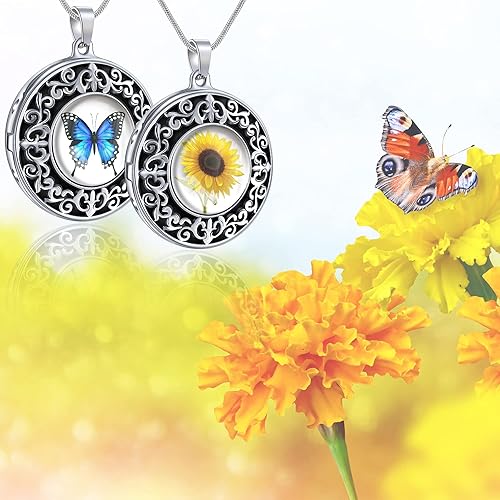 Miniatura 5 de Fanery Sue Customized Women Locket Necklace that Holds 2 Pictures, Custom Photo Lockets Personalized Memory Necklace with Picture Inside Engraved