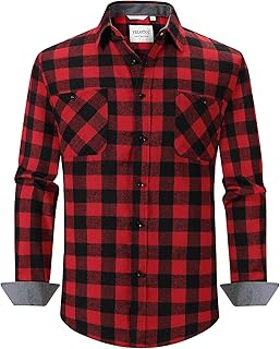 Men's Flannel Plaid Shirts Long Sleeve Button Down Shirt Casual Cozy & Warm Fall