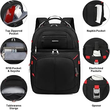 Insulated Cooler Backpack - Keeps 30 Cans Hot/Cold for Up to 12 Hours - Waterproof & Leak Proof Soft Cooler Bag - Insulated Backpack Cooler - Lunch Backpack for Men Women