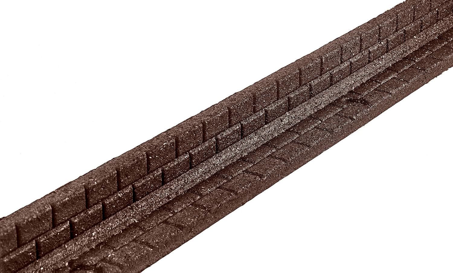 Rubberific Flexible Rubber L Shape Landscape Brick Face Edging Border for Gardens, Lawns, and Landscaping - 6 Pack (Brown)