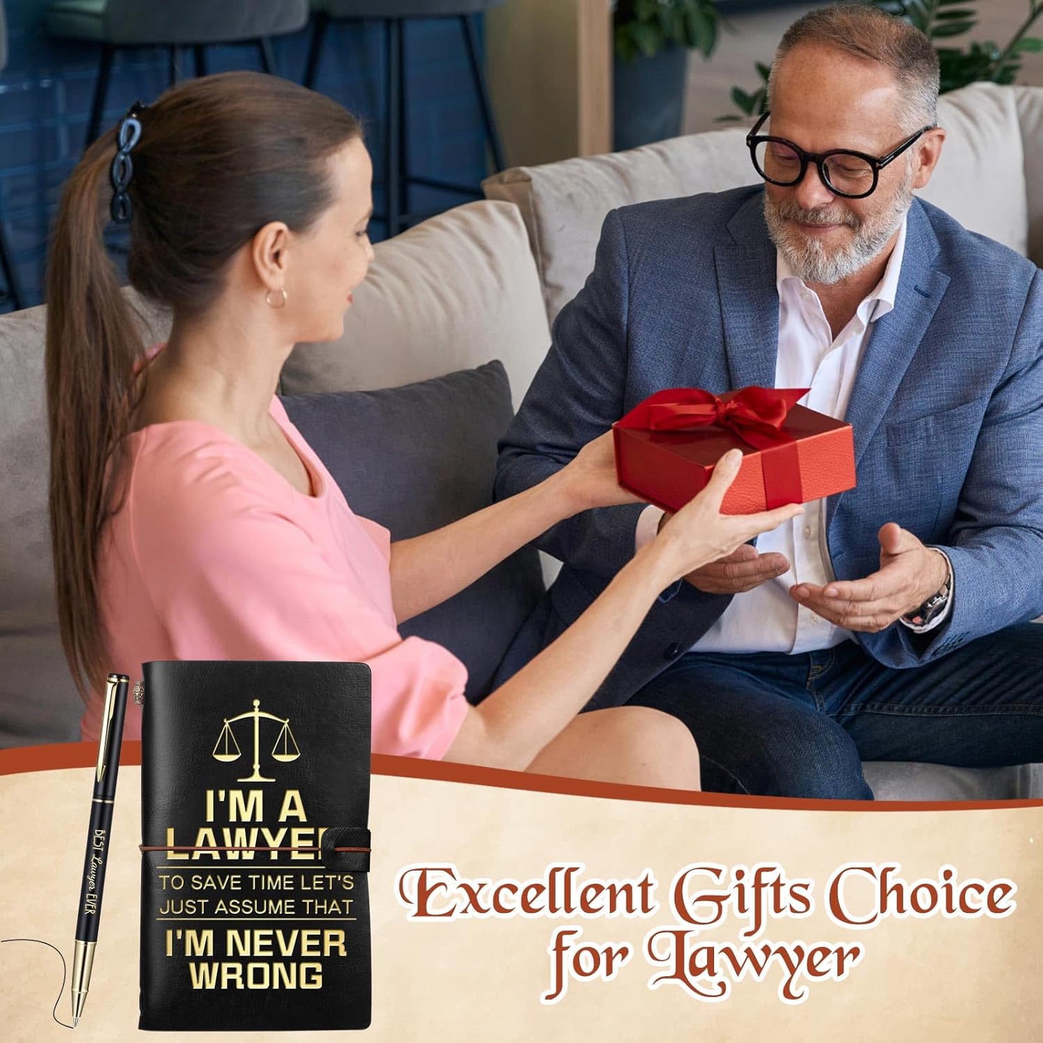 Zhanmai 2 Pcs Lawyer Gifts for Women Men, I'm a Lawyer Inspirational Christmas Birthday Gifts Office Leather Journal with Ballpoint Pen Set, Graduation Birthday Appreciation Presents - Image 6