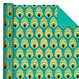 WRAPAHOLIC 30 Inch Reversible Vintage Christmas Wrapping Paper - 30 Inch x 33 Feet - Black Jolly Santa Wrapping Paper and Red Merry Christmas Design with Metallic Foil Shine for Holiday, Party